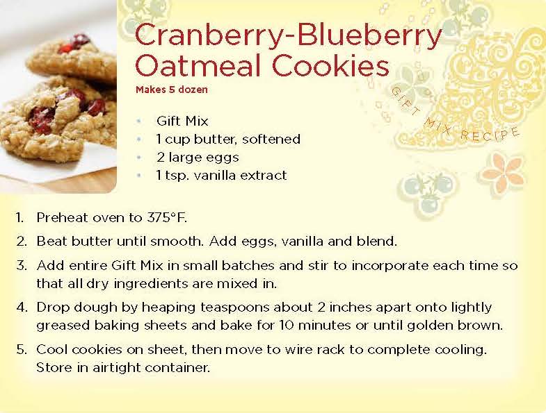 Cranberry Blueberry Oatmeal Cookies Gift Mix Card