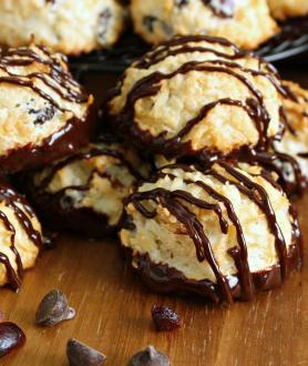 Chocolate Dipped Cranberry Coconut Macaroons