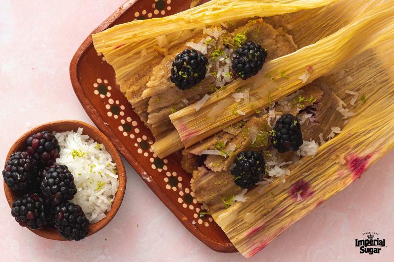 Blackberry Coconut Tamales with Lime Glaze Imperial