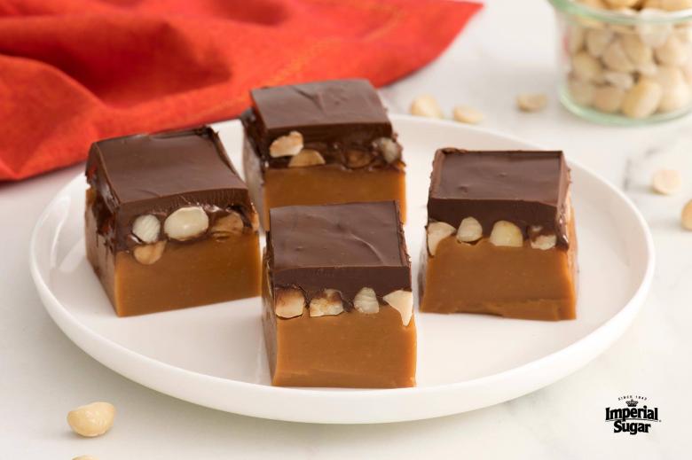 Chocolate Topped Salted Macadamia Nut Caramels 