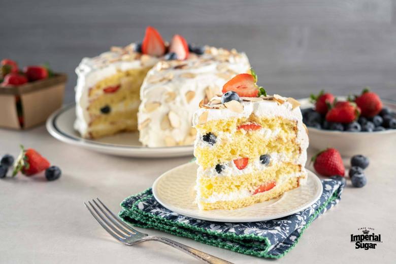Four Layer Cake with Crème Chantilly & Berries