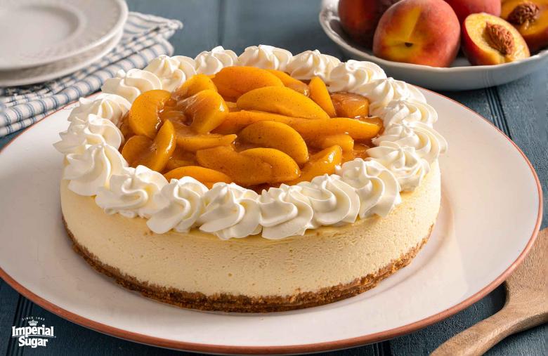 Peach Cobbler Topped Cheesecake Imperial