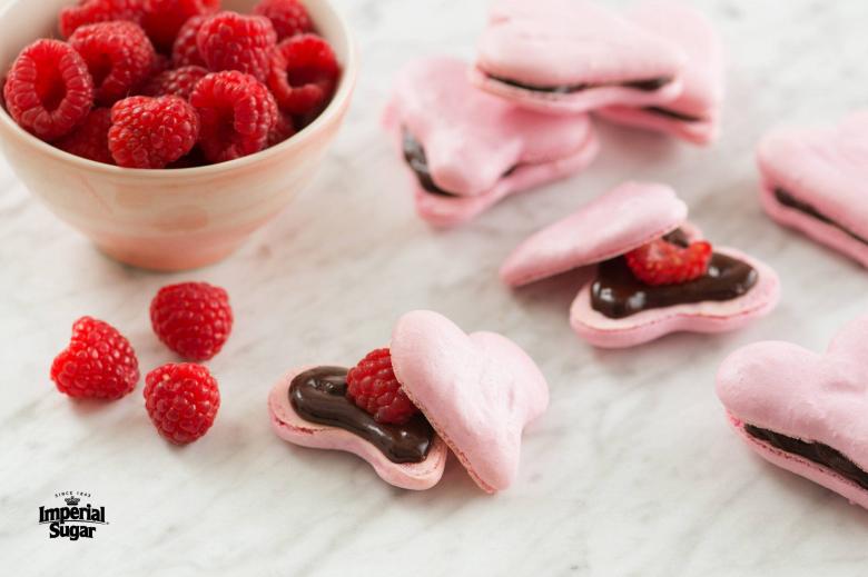 Raspberry and Chocolate Heart Macarons imperial