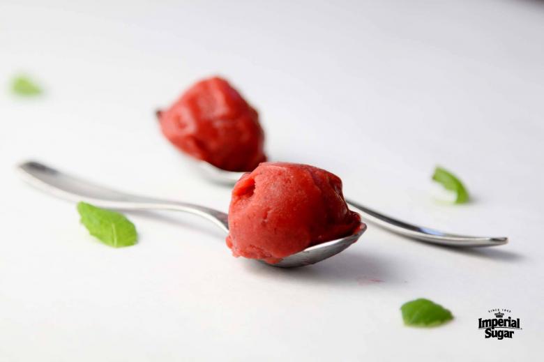 Balsamic Roasted Strawberry Rhubarb Sorbet 
