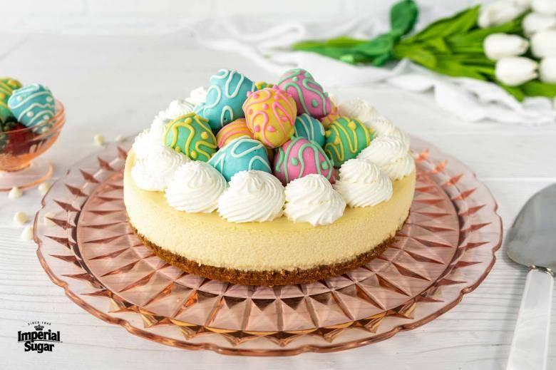 Strawberry Cheesecake with Chocolate Covered Strawberry Easter Eggs