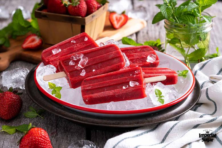 Strawberry Mint or Strawberry Basil Popsicles Imperial 