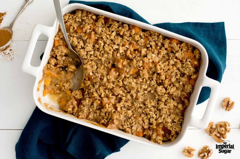 Sweet Potato Casserole with Brown Sugar Walnut Crumb Topping imperial