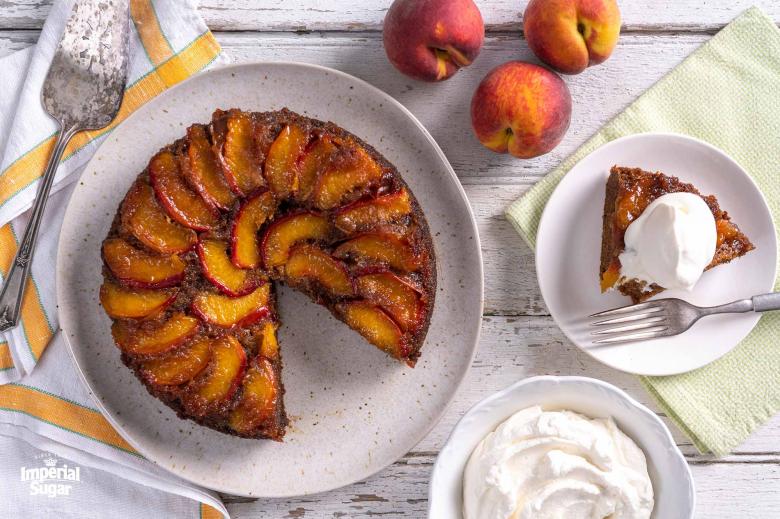 Upside Down Peaches and Cream Cake Imperial 