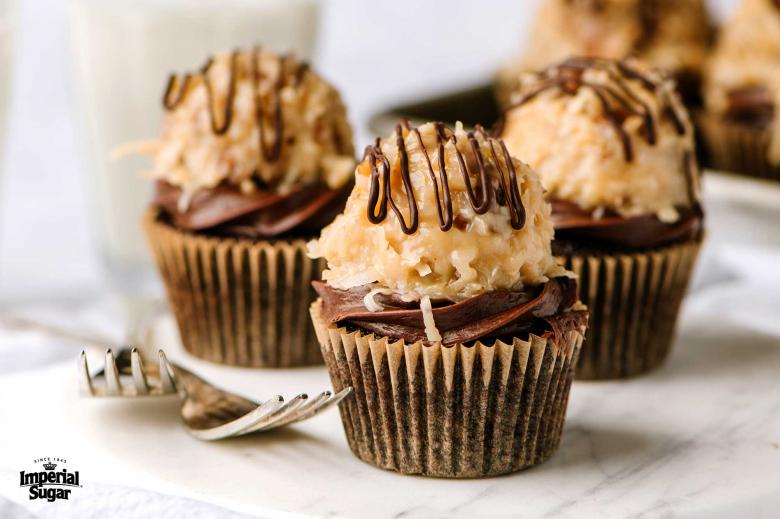 Chocolate Cupcakes with Coconut Pecan Frosting
