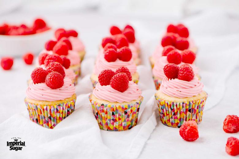 Gluten-Free White Cupcakes with Raspberry Frosting