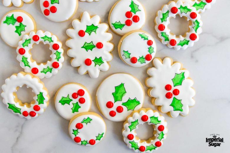 Holly Berry Decorated Cookies
