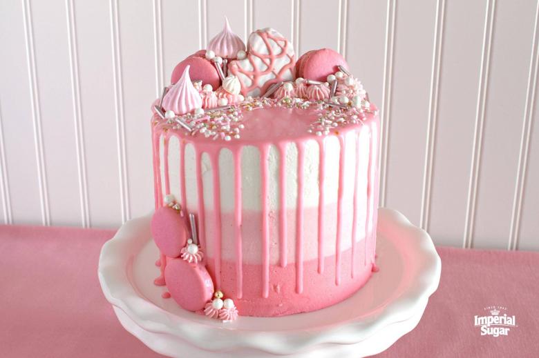 Pink Ombre Drip Layer Cake | Imperial Sugar