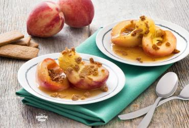 Baked Peaches Topped with Peach Gelato imperial