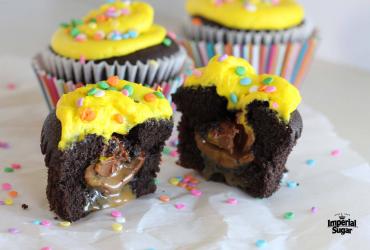 Caramel Easter Egg Filled Chocolate Cupcakes