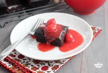 Chocolate Cake with Red Berry Topping