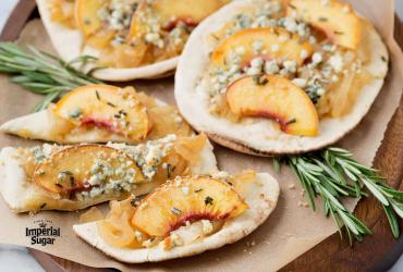 Peach and Caramelized Onion Flat Bread Pizza