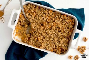 Sweet Potato Casserole with Brown Sugar Walnut Crumb Topping imperial