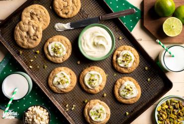 White Chocolate Chip Pistachio Cookies with Lime Cream Cheese Frosting Imperial