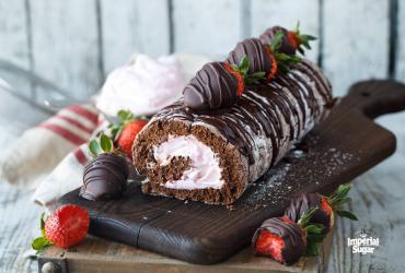 Chocolate Covered Strawberry Cake Roll