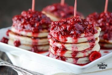 Homemade Pancakes with Raspberry Sauce