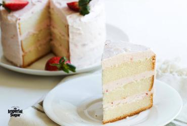 Lemon Cake with Strawberry Butter Cream Icing